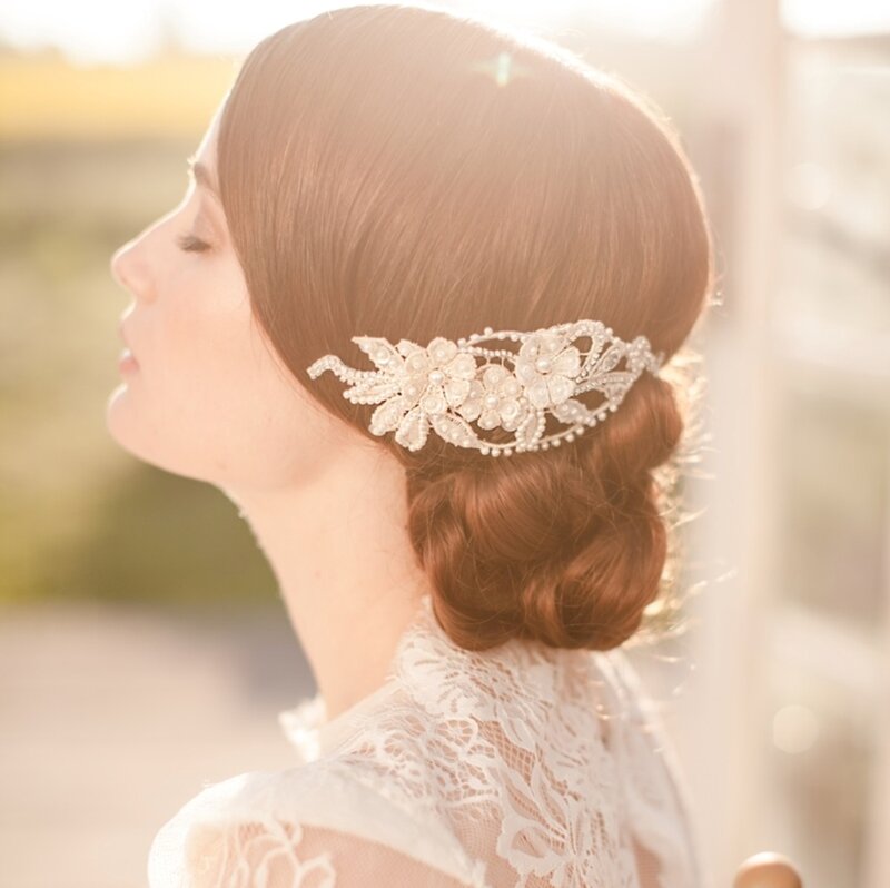 Woman with Hair Accessory — White