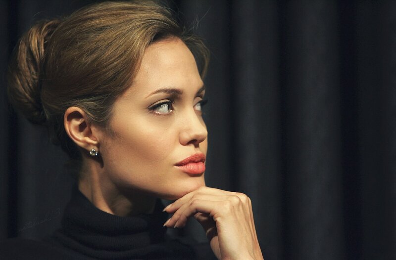 Woman with Hair in Bun — Black, Contemplative, Photograph