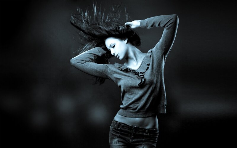 woman with hair in motion