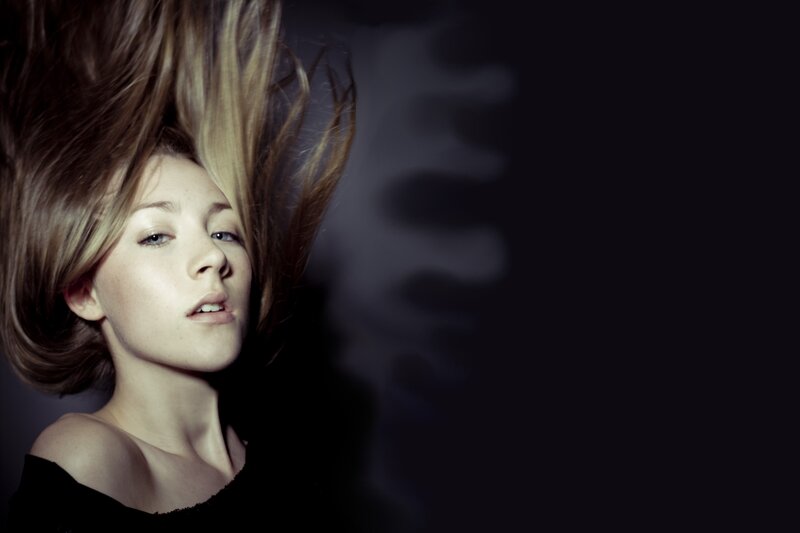 woman with hair in motion