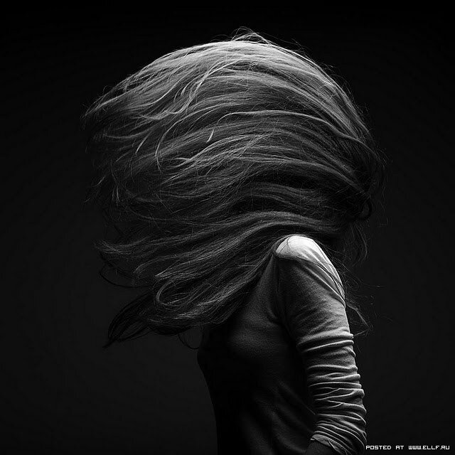 woman with hair in motion