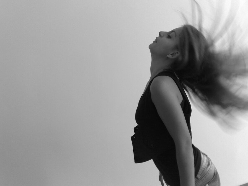 woman with hair in motion