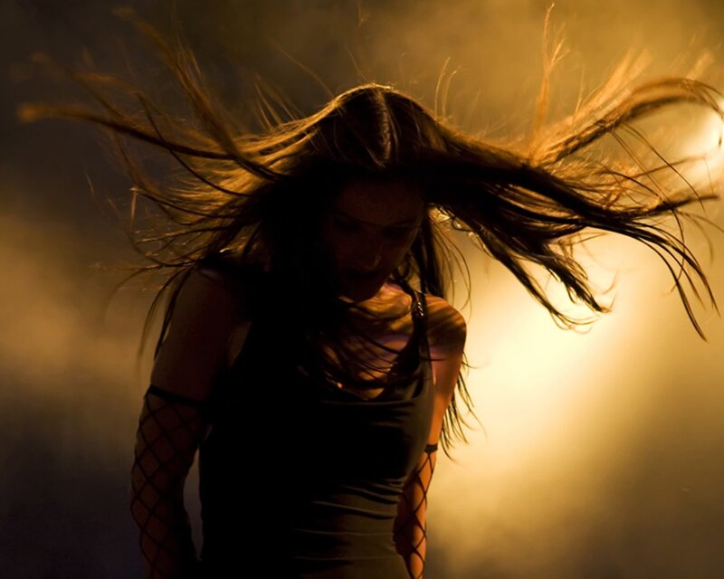 woman with hair in motion