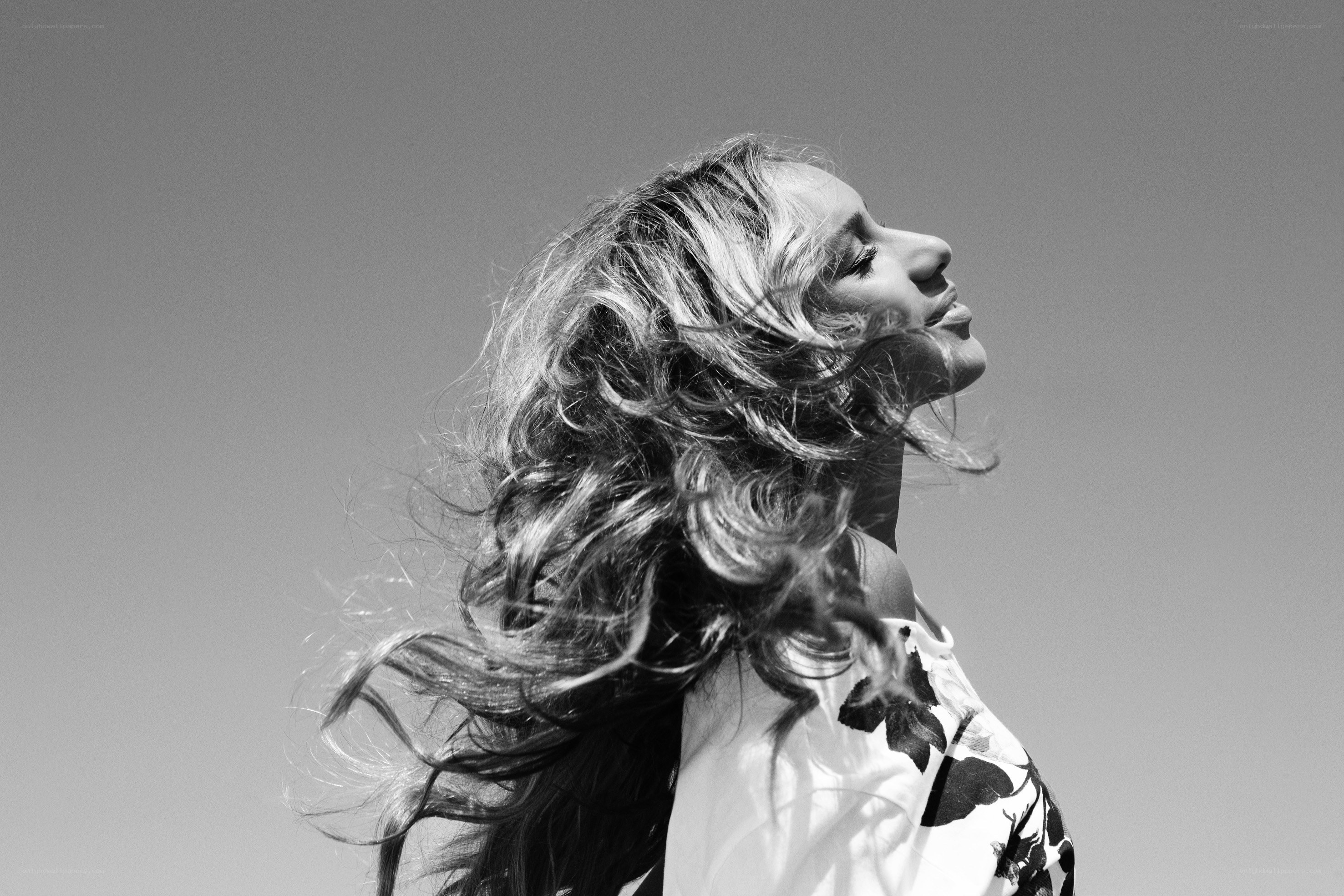 woman with hair in the wind