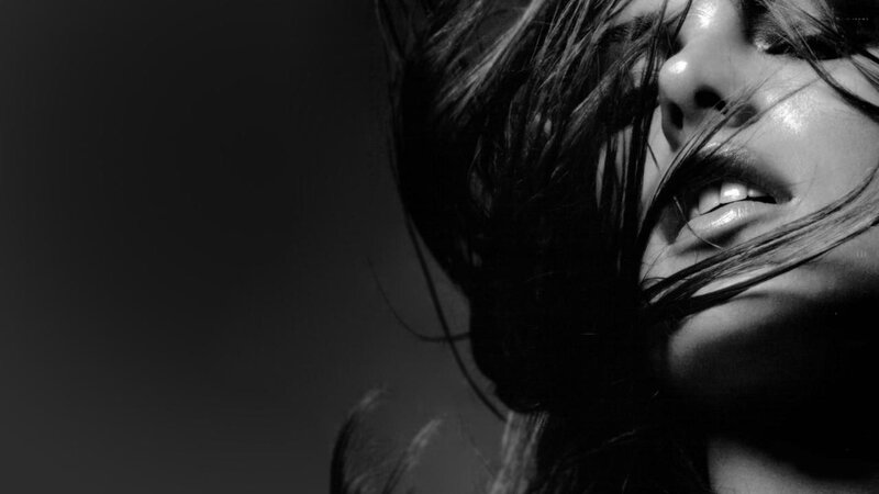 woman with hair in wind