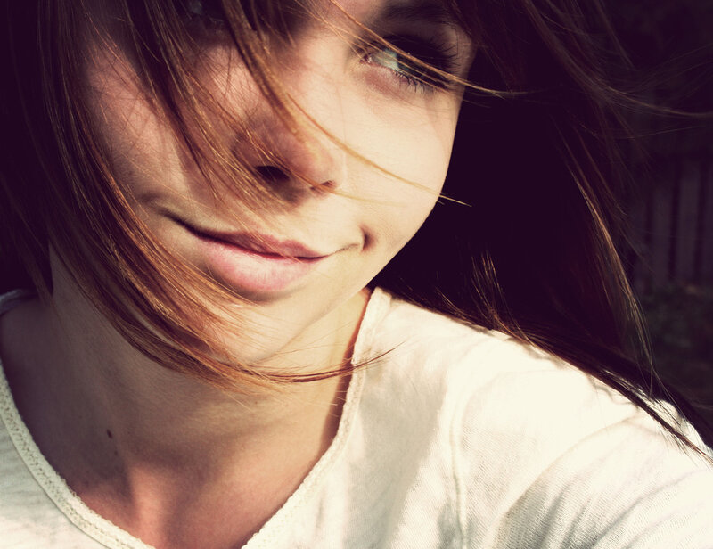 woman with hair in wind