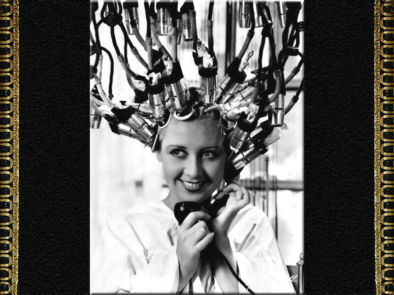 Woman with Hair Rollers — Black, Calm