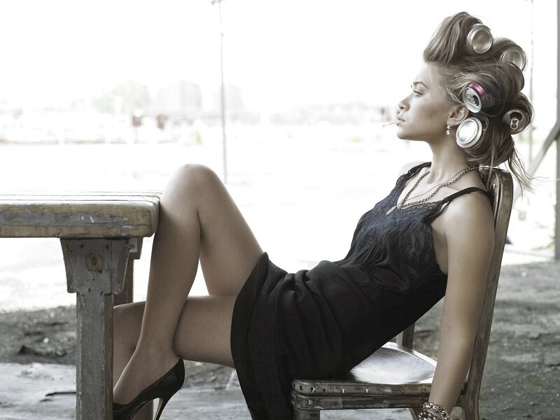 Woman with Hair Rollers — Black