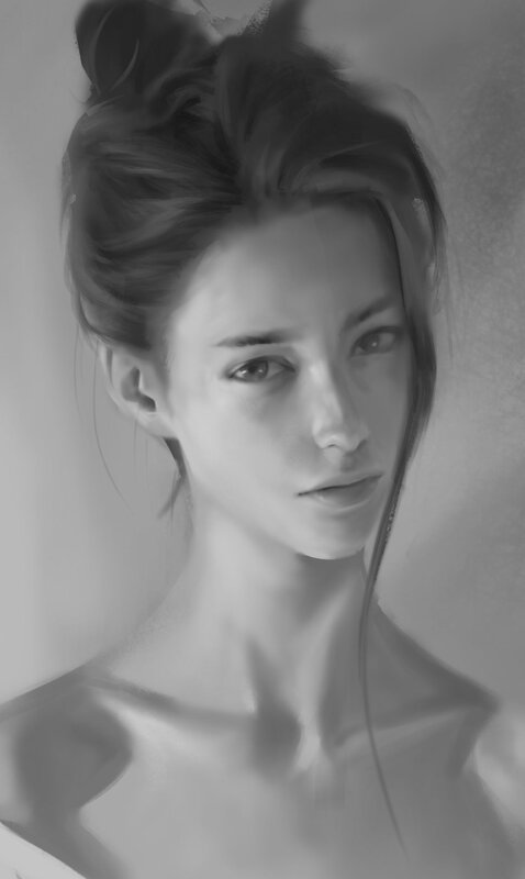 Woman with Hair Up — Gray