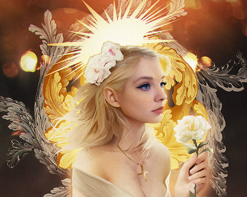Woman with Halo and Rose