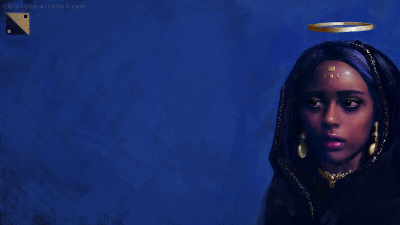 Woman with Halo — Blue, Dramatic