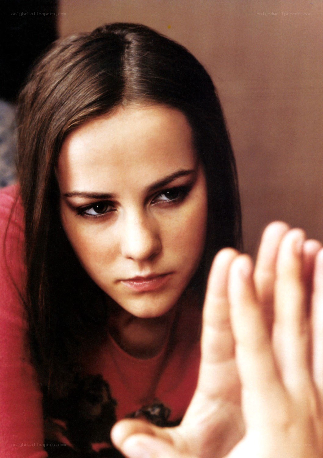 woman with hand forward