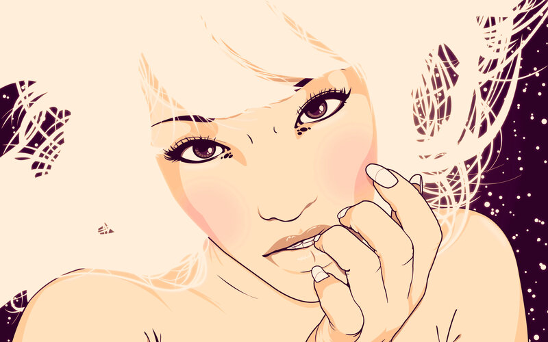 woman with hand near face