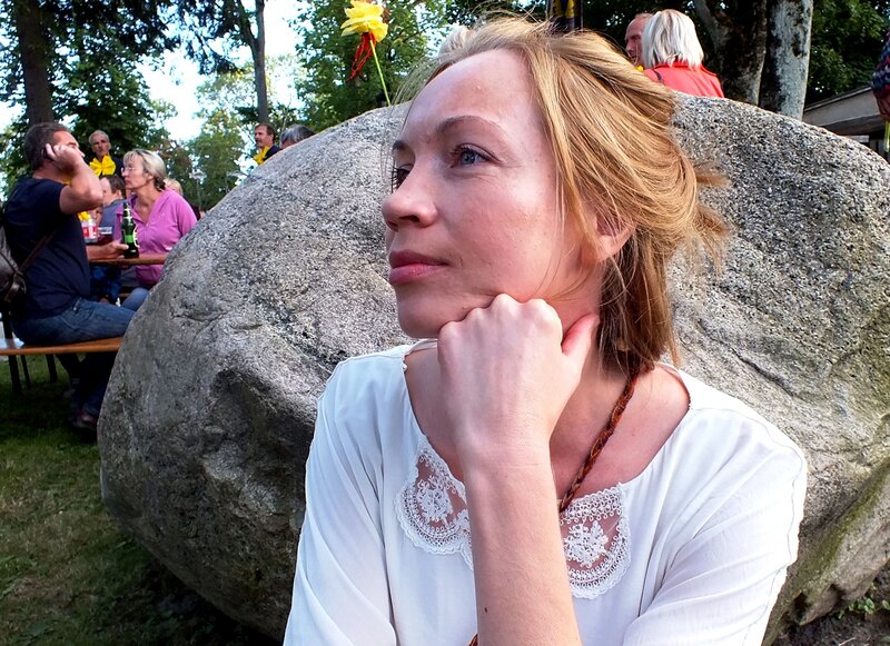 Woman with Hand on Chin — White, Contemplative