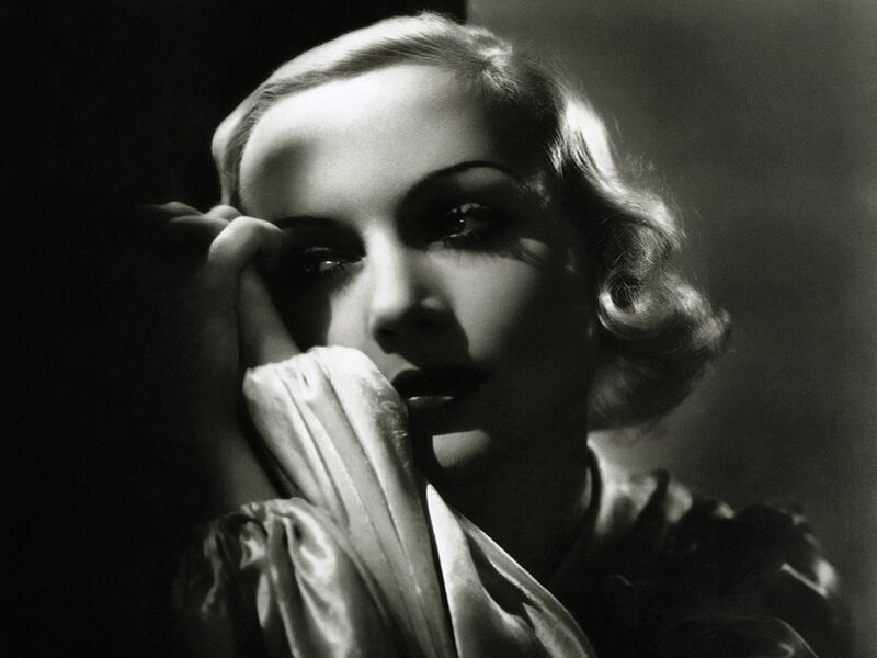 Woman with Hand on Face — Black, Dramatic, Photograph, Dress