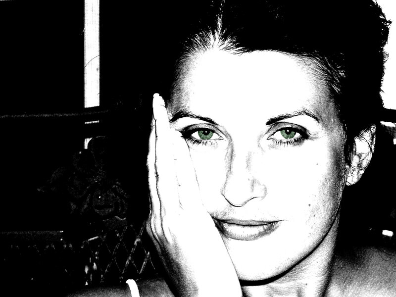 Woman with Hand on Face — Black, Dramatic