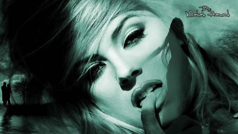 Woman with Hand on Face — Green