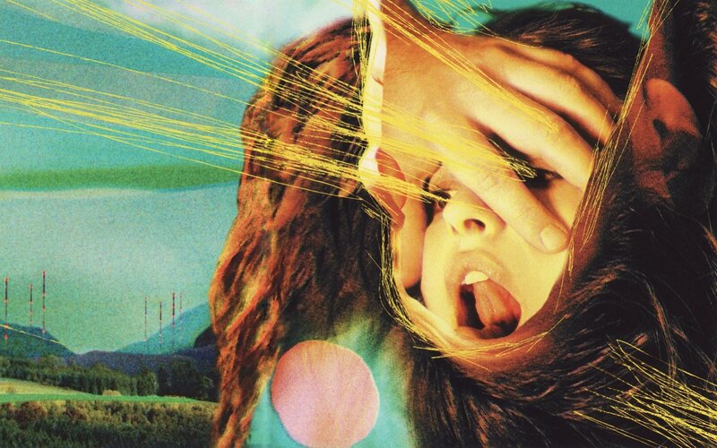 Woman with Hand on Face — Yellow, Dramatic