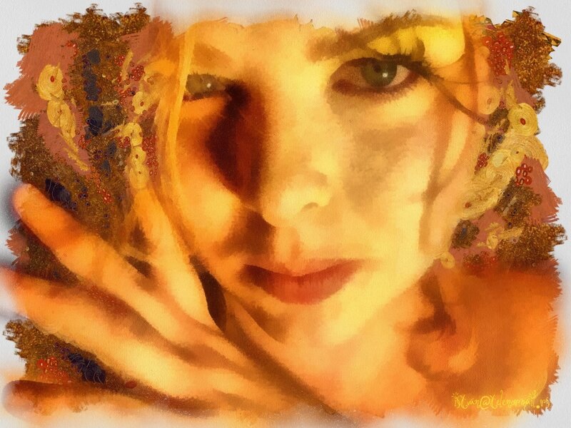 Woman with Hand on Face — Yellow