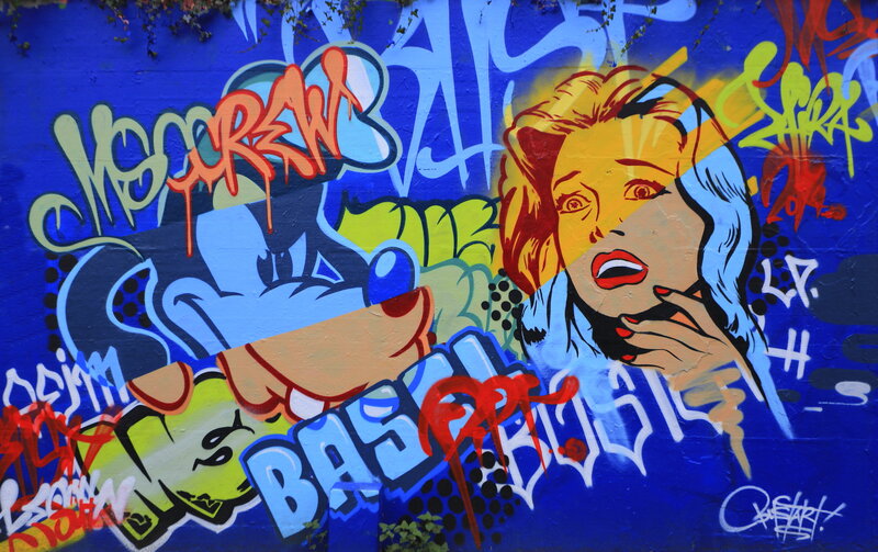 Woman with Hand on Mouth — Blue