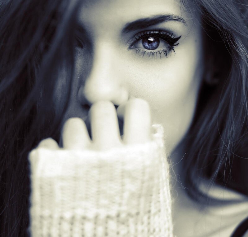 Woman with Hand over Mouth — White