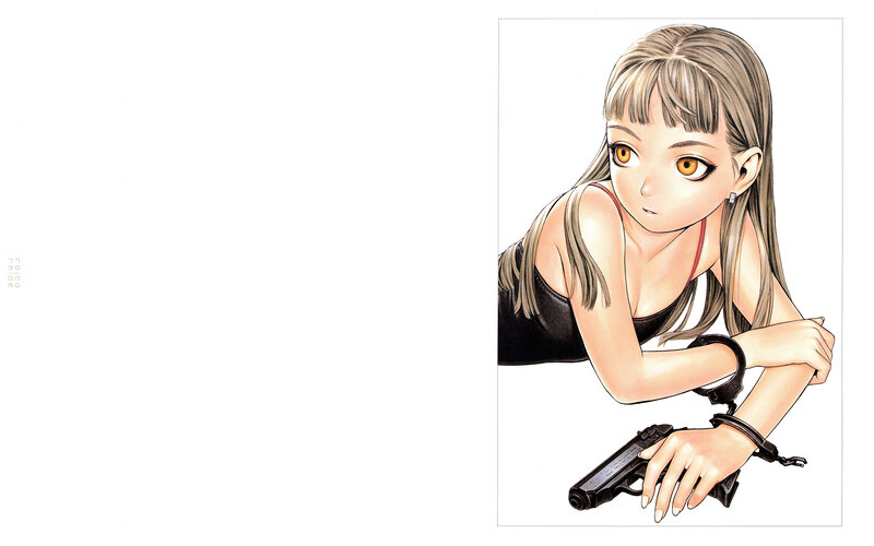 woman with handcuffs and gun