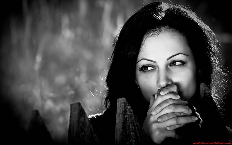Woman with Hands Clasped — Black, Dramatic