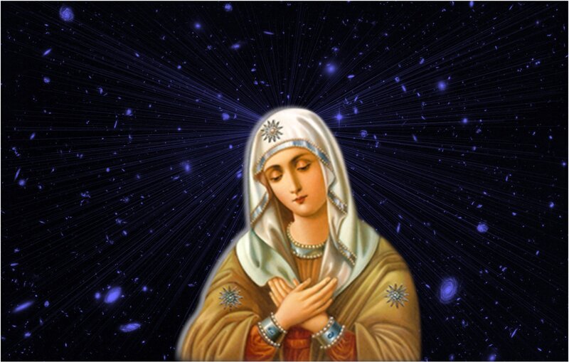 Woman with Hands Clasped — Blue, Serene