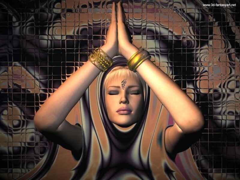 Woman with Hands Clasped — Purple