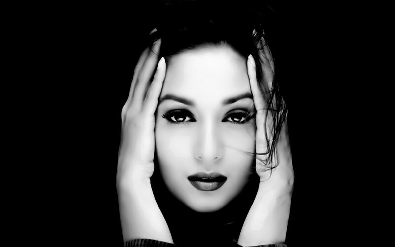Woman with Hands on Face — Black, Dramatic