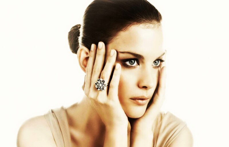 Woman with Hands on Face — White, Dramatic, Photograph