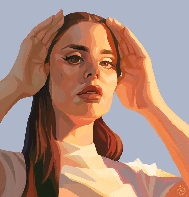Woman with Hands on Head — Orange
