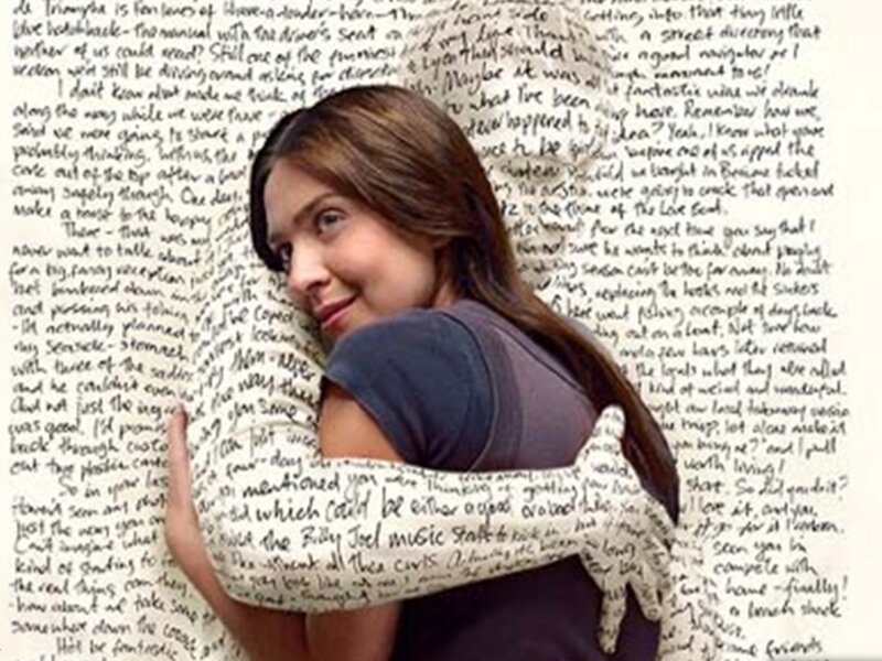 woman with handwritten text