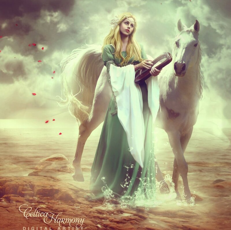 Woman with Harp and Horse