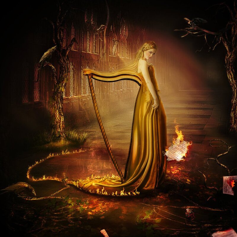 Woman with Harp — Gold