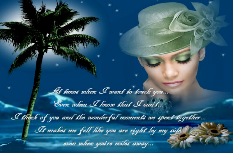Woman with Hat and Palm Tree