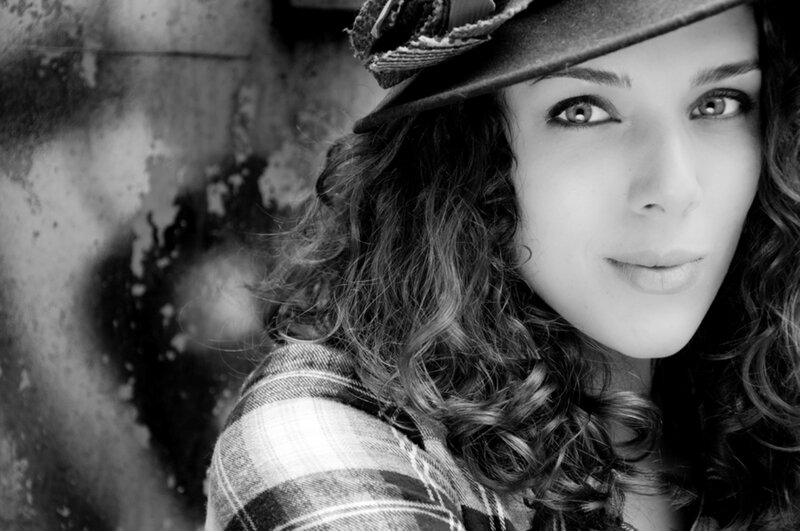 Woman with Hat and Plaid Shirt