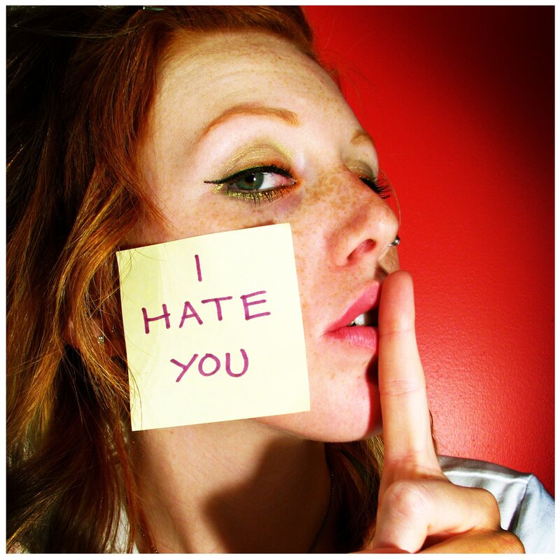woman with hate note