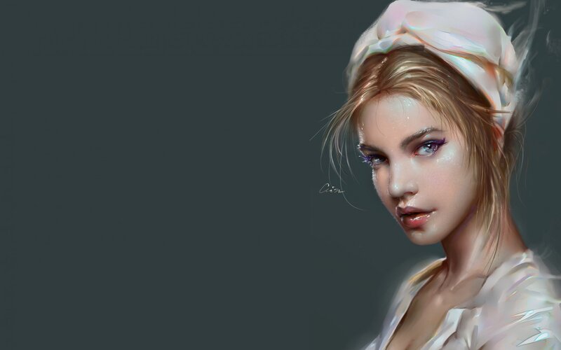 Woman with Head Wrap — Gray