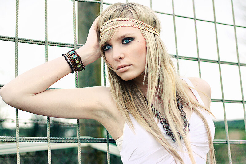 woman with headband and bracelets