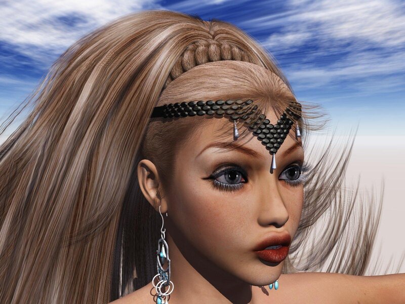 woman with headband and earrings