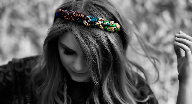 Woman with Headband — Black, Contemplative