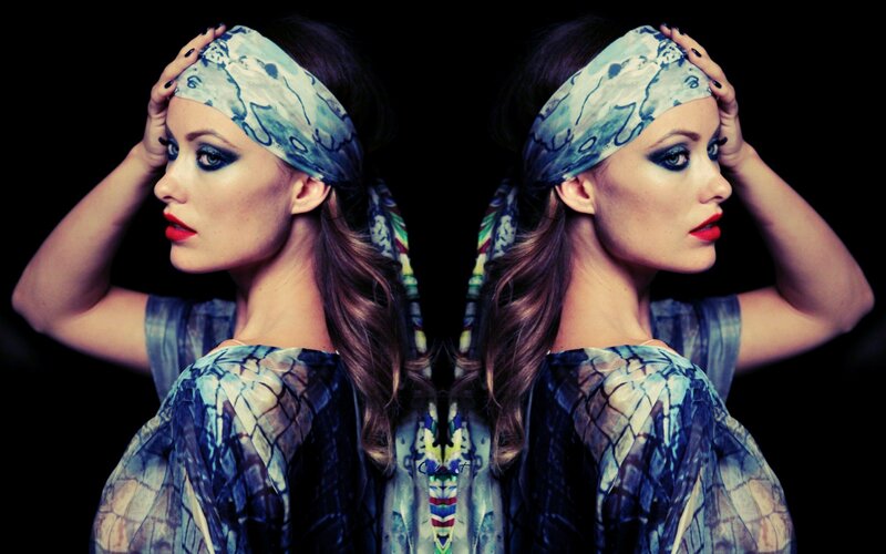 Woman with Headband — Blue, Dramatic, Photograph
