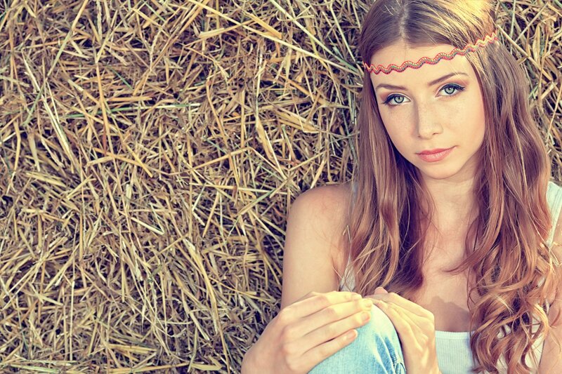 Woman with Headband — Brown, Calm, Afternoon, Photograph