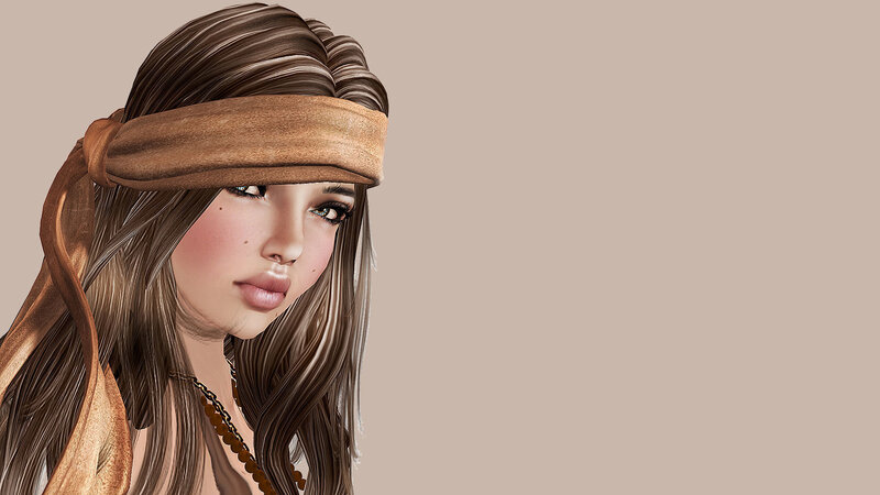 Woman with Headband — Brown, Neutral, Digital Art