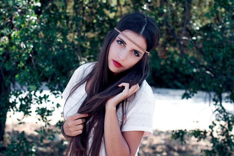 woman with headband in nature