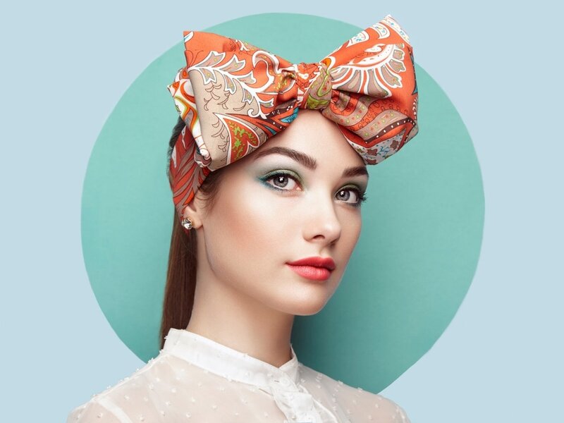 Woman with Headband — Orange, Calm
