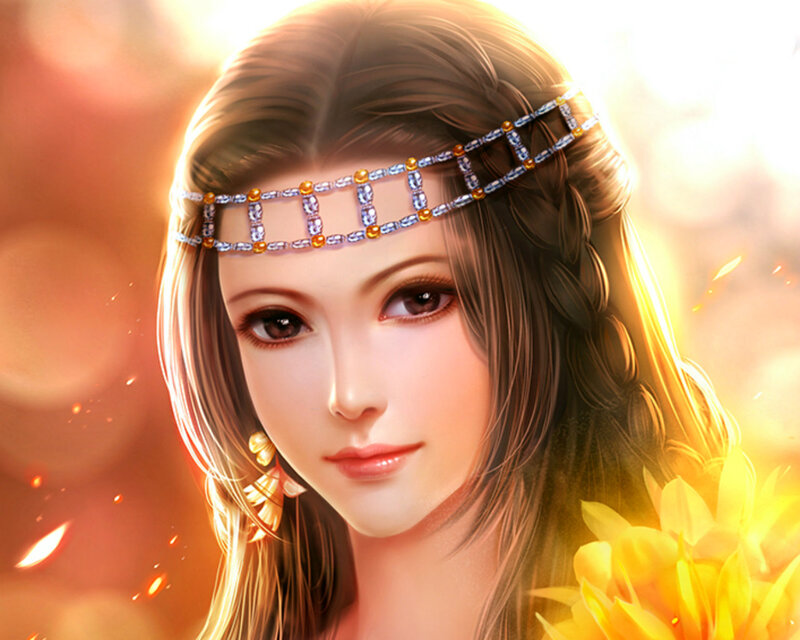 Woman with Headband — Yellow
