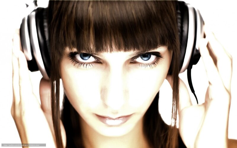 woman with headphones