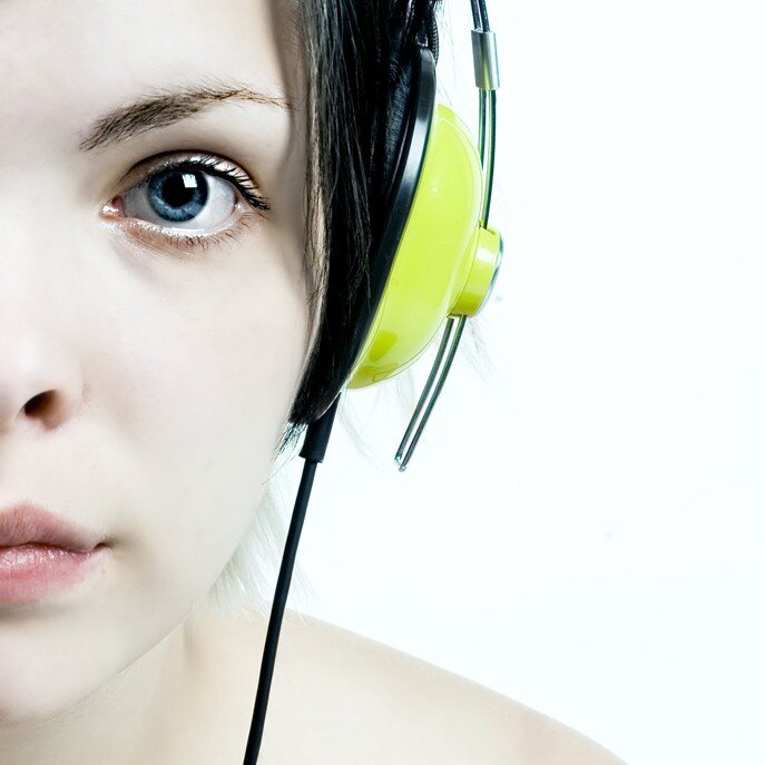 woman with headphones